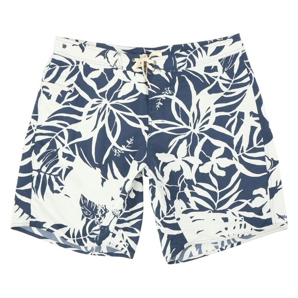 Patagonia Navy Blue White Floral Wavefarer Board Shorts Swim Trunks 40 - Picture 1 of 4